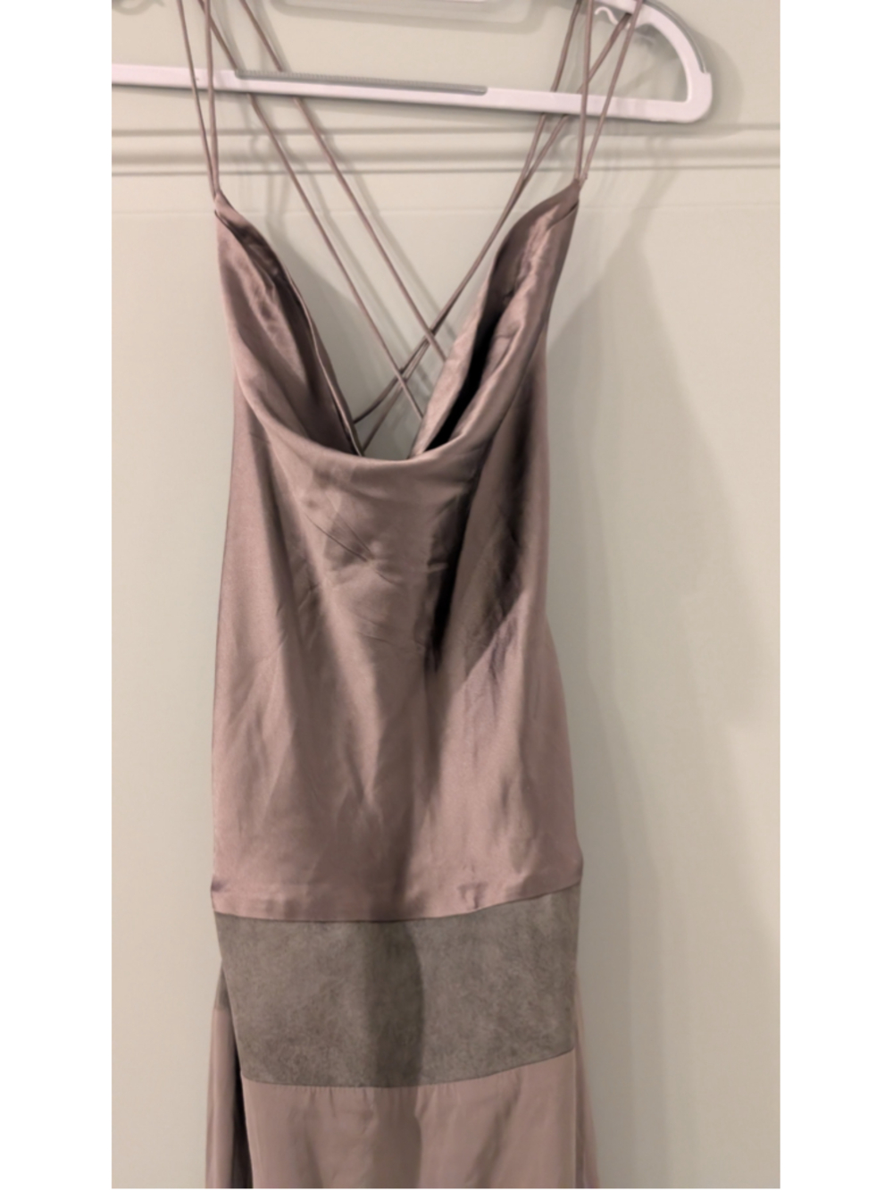 Nicole Miller Collection Silk Leather Strappy Back Maxi Evening Gown Size 6 - Picture 9 of 15